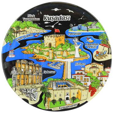 Myros - Kusadasi Region Themed Bespoke Printed Glass Plate 18 Cm