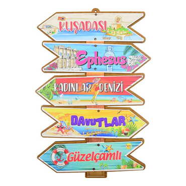 Kusadasi Region Themed Wooden Customised Door Sign Board 200x290 Mm - Thumbnail