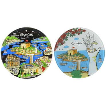 Kusadasi Themed Bespoke Printed Glass Plate 21 Cm - 2
