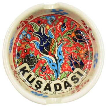 Kusadasi Themed Turkish Ceramic Special Relief Ashtray Small Size - 3