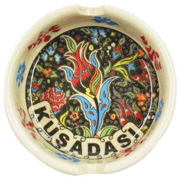Kusadasi Themed Turkish Ceramic Special Relief Ashtray Small Size - 4