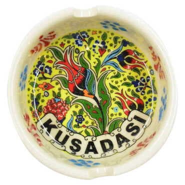 Kusadasi Themed Turkish Ceramic Special Relief Ashtray Small Size - 5