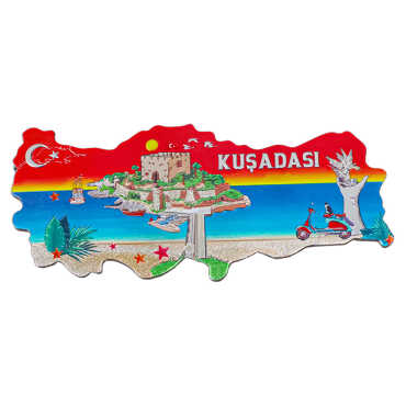 Kuşadası Themed Metallic Map Refrigerator Magnet - 2
