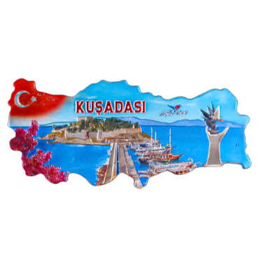 Kuşadası Themed Metallic Map Refrigerator Magnet - 5