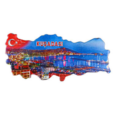 Kuşadası Themed Metallic Map Refrigerator Magnet - 6