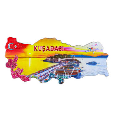Kuşadası Themed Metallic Map Refrigerator Magnet - 11