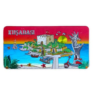 Kuşadası Themed Metallic Refrigerator Magnet 50x100 mm