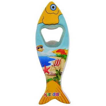 Toptan Kuşadası Temalı Myros Balık Açacak Magnet 42x130 mm - 5