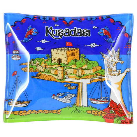 Toptan Kuşadası Temalı Myros Dekoratif Cam Çerezlik 12X14 cm - 5