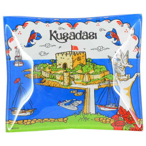 Toptan Kuşadası Temalı Myros Dekoratif Cam Çerezlik 12X14 cm - 6