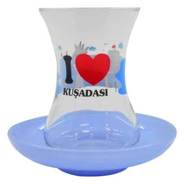 Kusadasi Themed Custom Printed Turkish Tea Glass Set Of 2 Pcs - 2