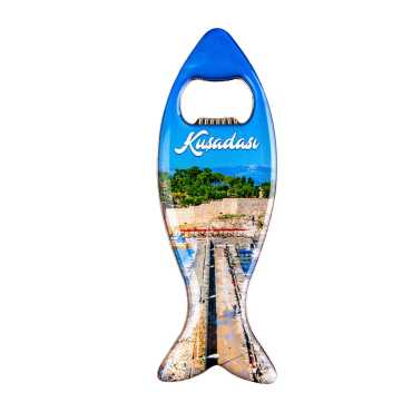 Kuşadası Temalı Myros Metal Balık Açacak Magnet 120x43 mm - 1