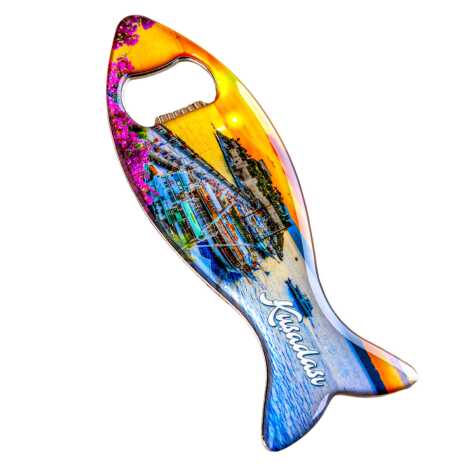 Kuşadası Temalı Myros Metal Balık Açacak Magnet 120x43 mm - 3