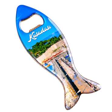 Kuşadası Temalı Myros Metal Balık Açacak Magnet 120x43 mm - 4