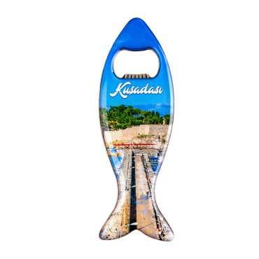 Kuşadası Temalı Myros Metal Balık Açacak Magnet 120x43 mm