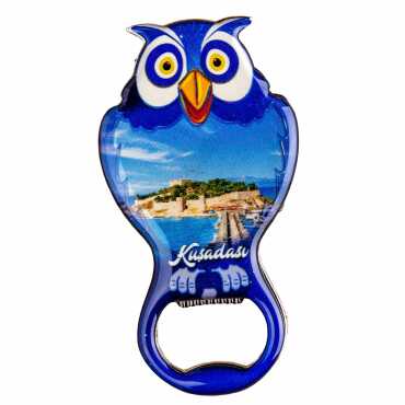 Kusadasi Themed Owl Shaped Metal Magnetic Bottle Opener 88x47 mm - 2