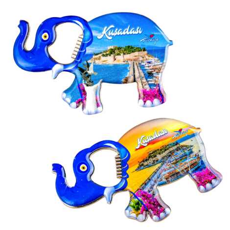 Kuşadası Temalı Myros Metal Büyük Fil Açacak Magnet 100x60 mm - 2