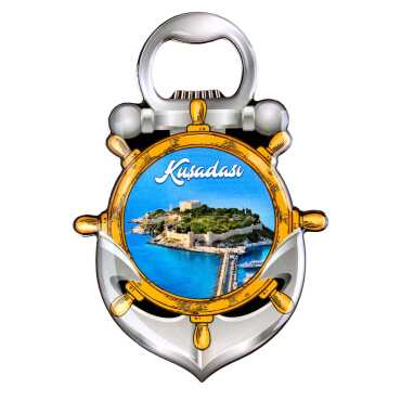 Kuşadası Temalı Myros Metal Çapa Açacak Magnet 105x72 mm - Myros