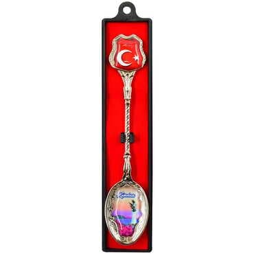 Kusadasi Themed Collectible Souvenir Metal Tea Spon With Giftbox