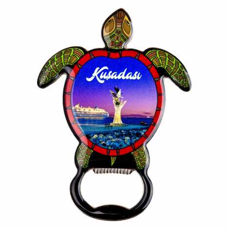 Kuşadası Temalı Myros Metal Kaplumbağa Açacak Magnet 103x75 mm - 1