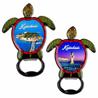 Kuşadası Temalı Myros Metal Kaplumbağa Açacak Magnet 103x75 mm - 2