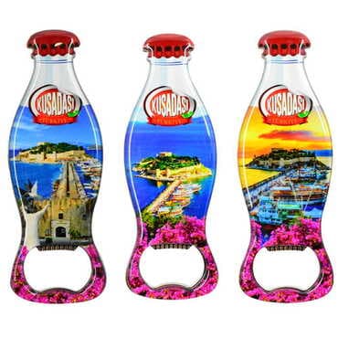Kusadasi Themed Coke Bottle Shaped Metal Magnetic Bottle Opener 120x41 mm - 5