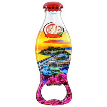 Kusadasi Themed Coke Bottle Shaped Metal Magnetic Bottle Opener 120x41 mm - 6