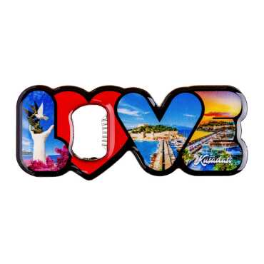 Kuşadası Temalı Myros Metal Love Açacak Magnet 114x47 mm - 1