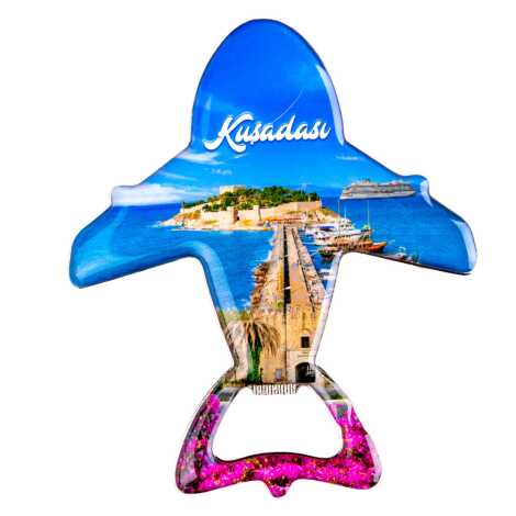 Kuşadası Temalı Myros Metal Uçak Açacak Magnet 105x89 mm - 1