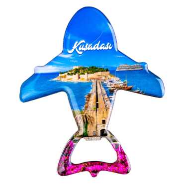 Kuşadası Temalı Myros Metal Uçak Açacak Magnet 105x89 mm - 3