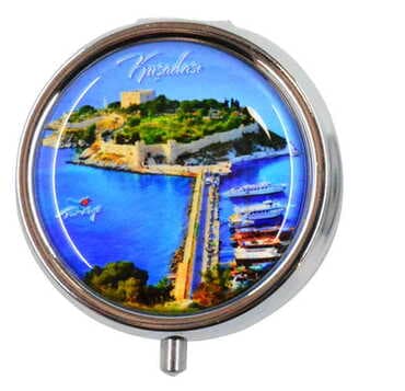 Kusadasi Themed Customised Epoxy Round Pill Box 50x15 mm - 6