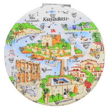 Kusadasi Themed Custom Printed Round Pocket Mirror - 10