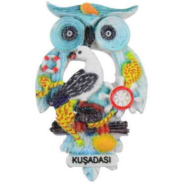 Kusadasi Themed Polyester UV Printed Stoned And Nacrous Fridge Magnet