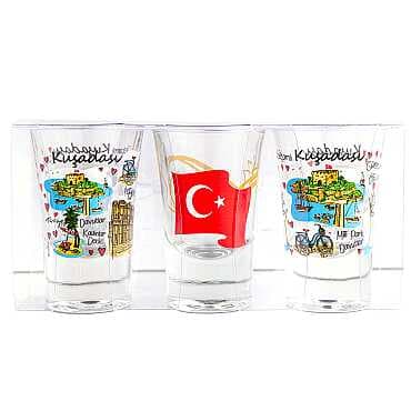 Kuşadası Temalı Üçlü Shot Bardak