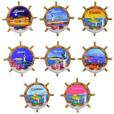 Toptan Kuşadası Temalı Uv Baskılı Dümen Şekilli Magnet 82x82 mm - 3