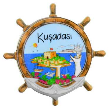 Toptan Kuşadası Temalı Uv Baskılı Dümen Şekilli Magnet 82x82 mm - 4