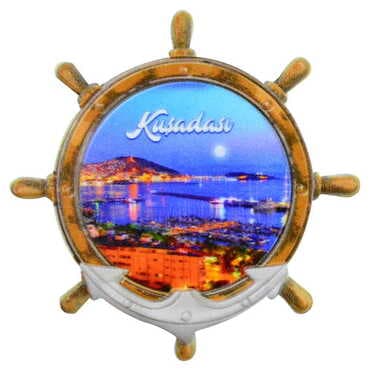 Toptan Kuşadası Temalı Uv Baskılı Dümen Şekilli Magnet 82x82 mm - 5