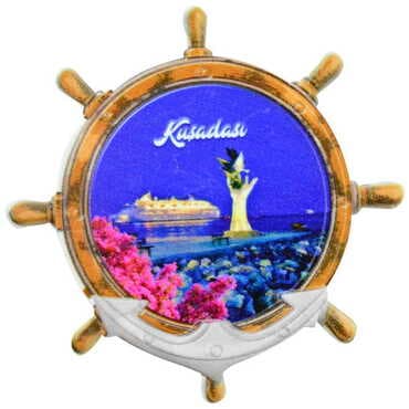 Toptan Kuşadası Temalı Uv Baskılı Dümen Şekilli Magnet 82x82 mm - 8