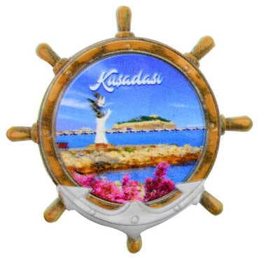 Toptan Kuşadası Temalı Uv Baskılı Dümen Şekilli Magnet 82x82 mm - 9