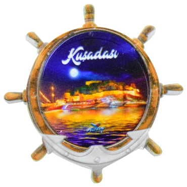 Toptan Kuşadası Temalı Uv Baskılı Dümen Şekilli Magnet 82x82 mm - 10