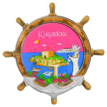 Toptan Kuşadası Temalı Uv Baskılı Dümen Şekilli Magnet 82x82 mm - 11