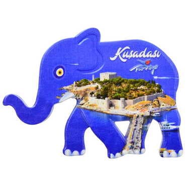 Kusadasi Themed Customised UV Printed Plastic Base Elephant Shaped Fridge Magnet 86x62 mm - 5
