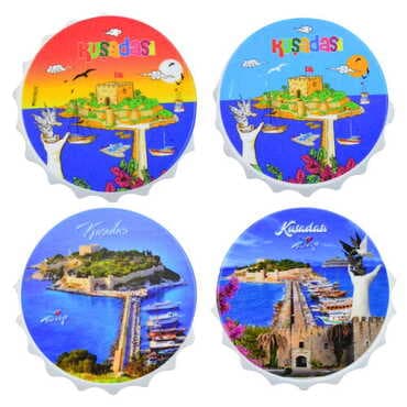 Kusadasi Themed Customised UV Printed Bottle Cap Shaped Plastic Base Bottle Opener 58x15 mm - 5
