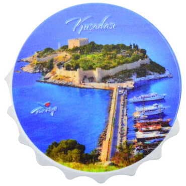 Kusadasi Themed Customised UV Printed Bottle Cap Shaped Plastic Base Bottle Opener 58x15 mm - 8