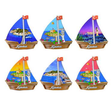 Toptan Kuşadası Temalı Uv Baskılı Yelken Şekilli Magnet 77x80 mm - 3