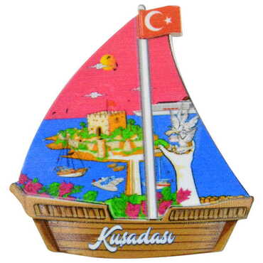 Toptan Kuşadası Temalı Uv Baskılı Yelken Şekilli Magnet 77x80 mm - 5