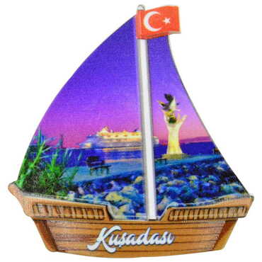 Toptan Kuşadası Temalı Uv Baskılı Yelken Şekilli Magnet 77x80 mm - 8