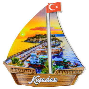 Toptan Kuşadası Temalı Uv Baskılı Yelken Şekilli Magnet 77x80 mm - 9