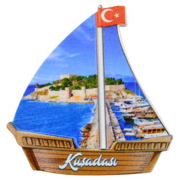 Toptan Kuşadası Temalı Uv Baskılı Yelken Şekilli Magnet 77x80 mm - 10