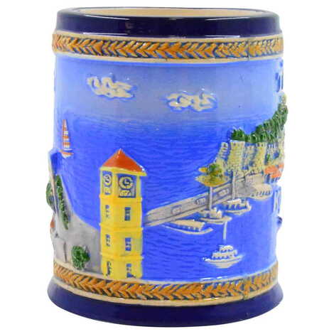 Kusadasi Themed Blue Ceramic Mug